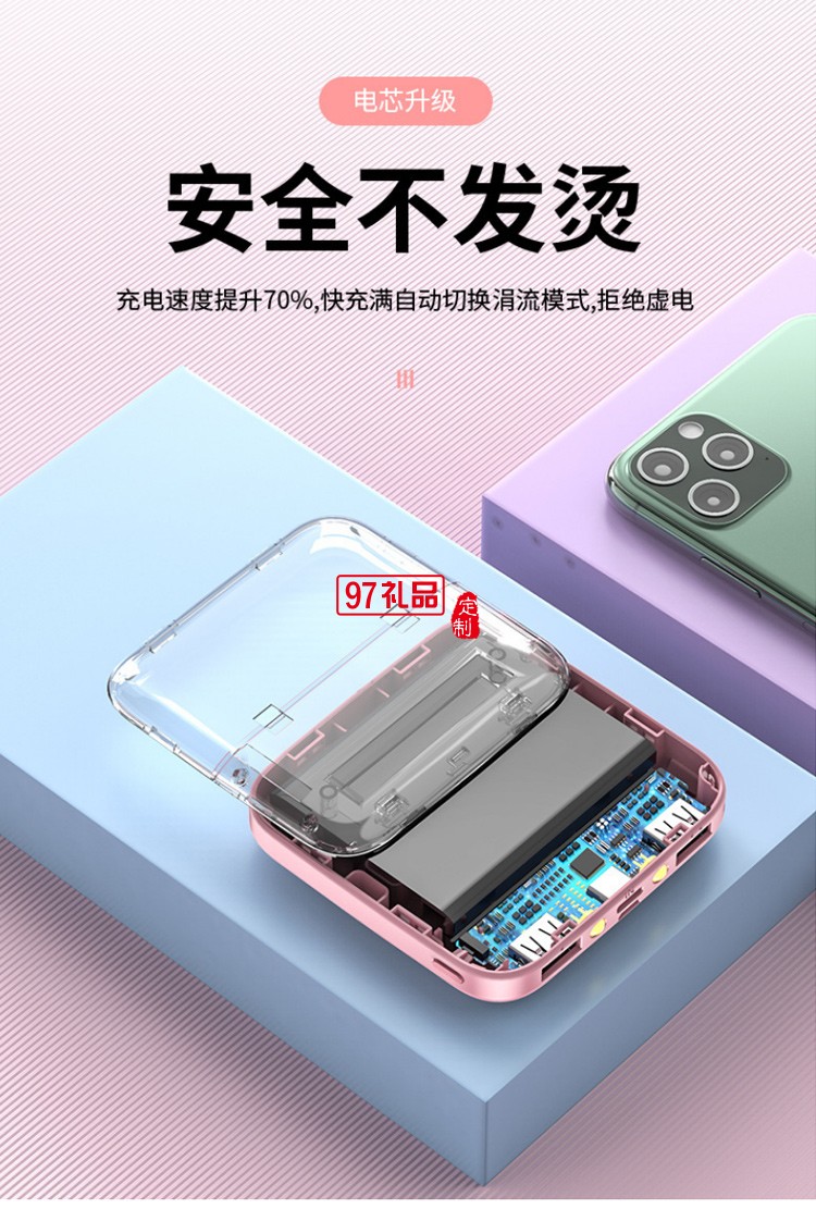 實用商務禮品套裝 充電寶10000毫安移動電源一拖三數(shù)據(jù)線定制logo