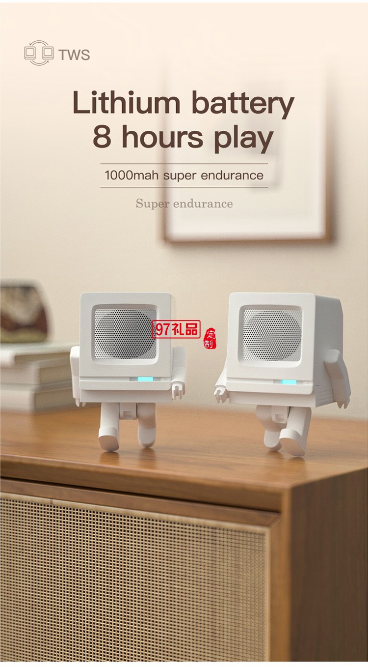  USB充電迷你藍牙小音箱 復古機器人音箱定制公司廣告禮品
