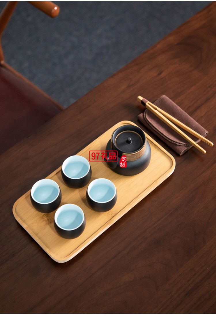 旅行茶具套裝收納便攜包一壺四杯車(chē)載戶(hù)外隨身4人黑色陶瓷快客杯