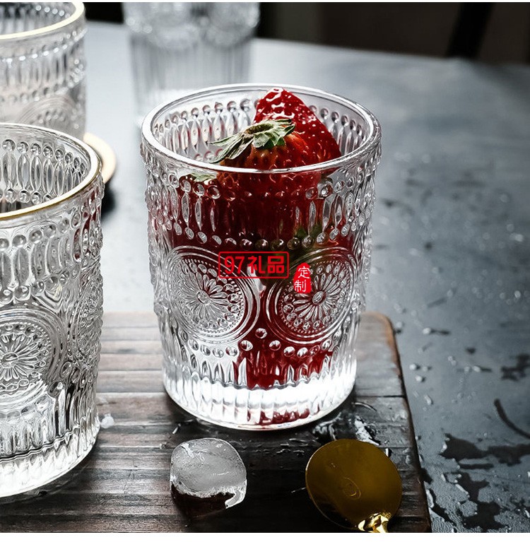 玻璃透明太陽(yáng)花杯子家用水杯飲料果汁杯多規(guī)格啤酒杯子