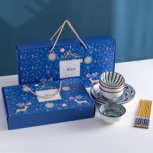 虎年虎碗套裝家用禮品碗筷批發(fā)網(wǎng)紅餐具套裝陶瓷碗活動(dòng)小禮品贈送