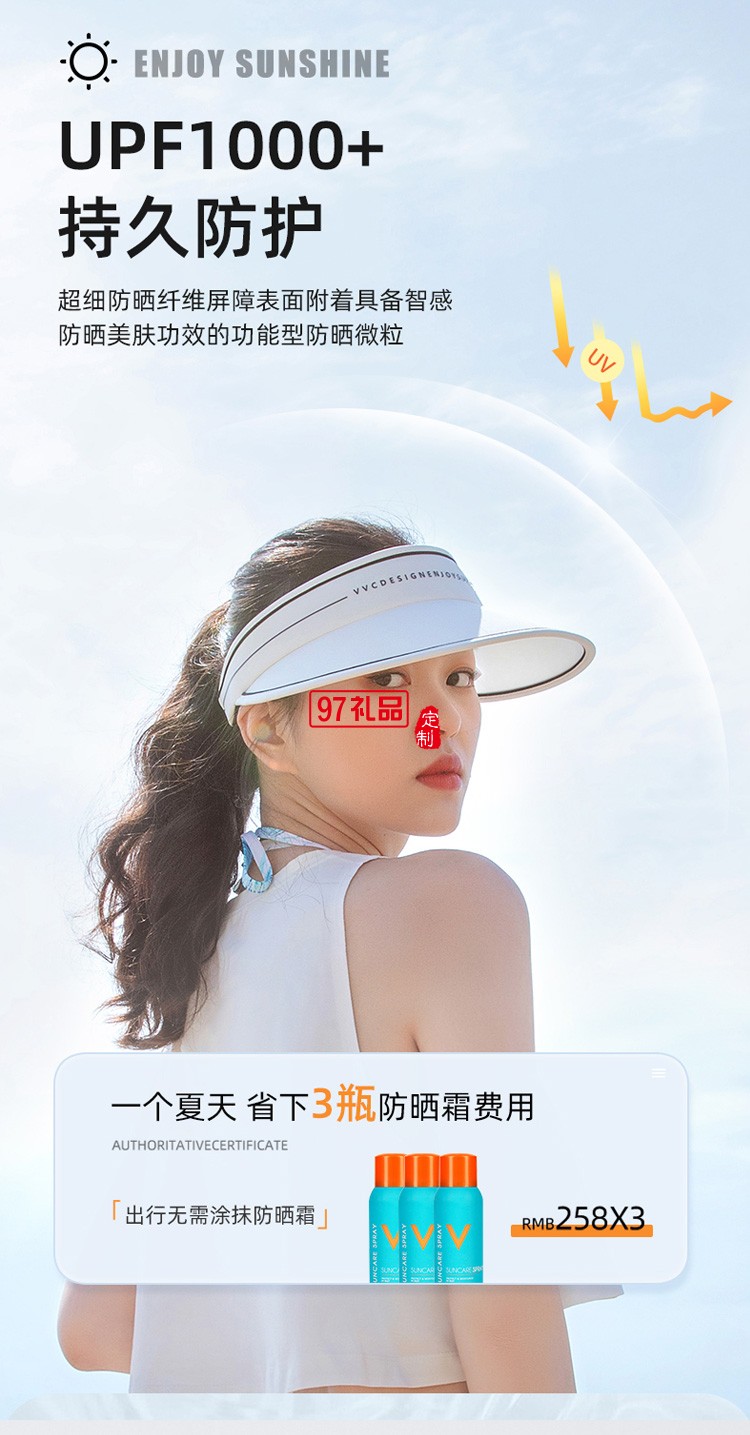 VVC防曬帽女款運(yùn)動(dòng)戶(hù)外空頂太陽(yáng)帽子沙灘遮陽(yáng)帽定制公司廣告禮品